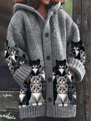 Jasmin - Cozy Knit Cat Print Cardigan