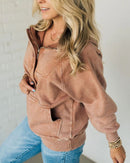 Nalas - Zip Henley Acid Wash Fleece Hoodie