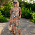 Audrey -  Bohemian Printed Dress