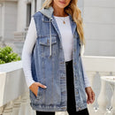 Morgan – Loose Hooded Denim Vest
