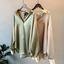 Olivia - Long Sleeved Luxe Satin Blouse